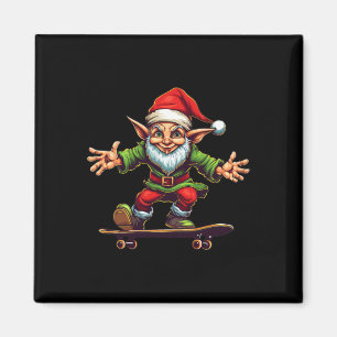 Imán Duende de Navidad en monopatín Skateboarder Niños 