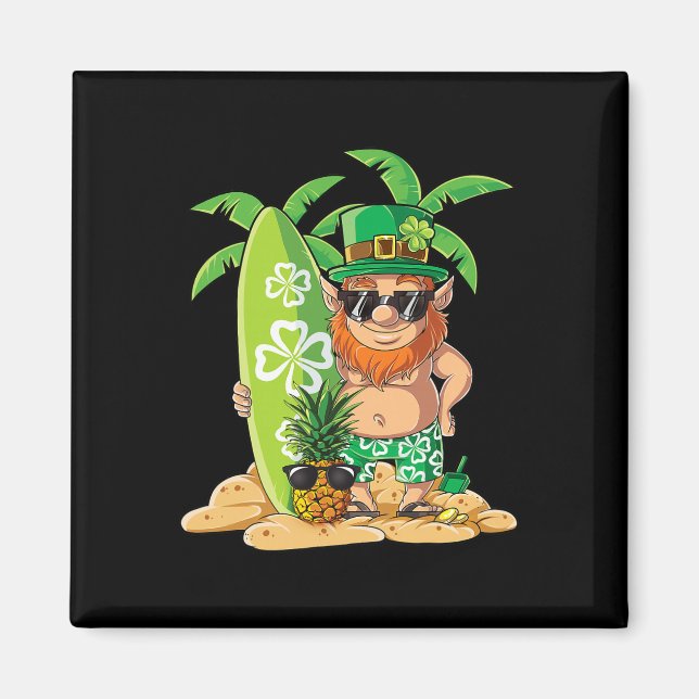 Imán Duende hawaiano surf St Patricks Day Hawái (Frente)