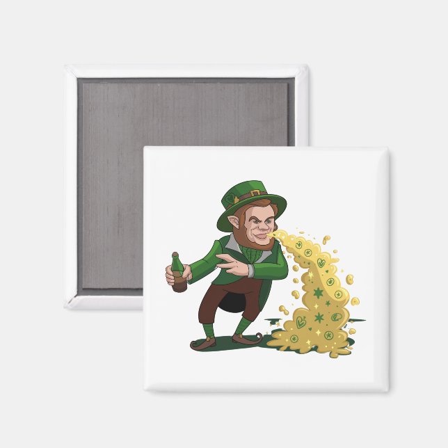 Imán Duende irlandés lanzando galletas de la suerte div (Anverso/Reverso)