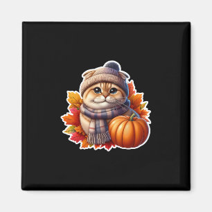 Imán Dueño de gato Scottish Fold Otoño Día de Acción de