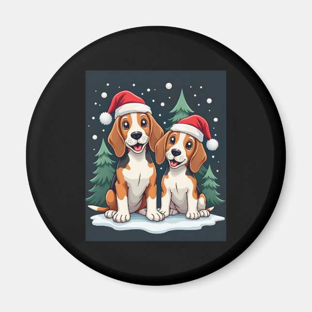 Imán Dueño de perro de Beagle Navidades Navidad Navidad (Frente)
