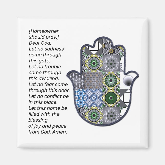 Imán Dueño de Square Khamsa Hand Magnet 2 (Frente)