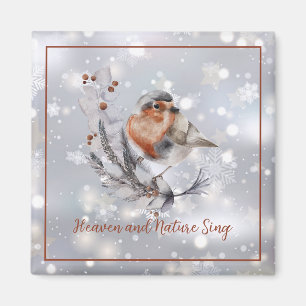 Imán Dulce ave de invierno y copos de nieve personaliza
