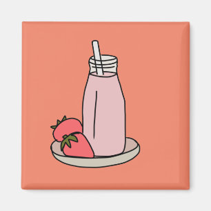 Imán Dulce batido de fresa lindo rosa