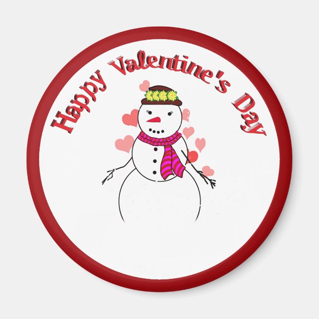 Imán Dulce Chica de Nieve - Feliz Día de San Valentín (Frente)