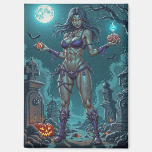 Imán Dulce de Halloween o Novia Zombi con Cerebros