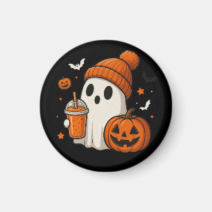 Imán Dulce Fantasma de Halloween con Calabaza y Bebida