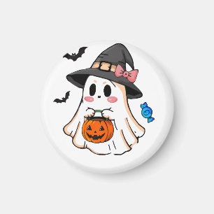 Imán Dulce fantasma Kawaii de Halloween con sombrero de