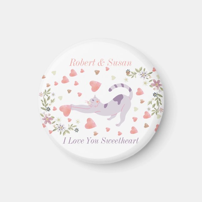 Imán Dulce Gato Personalizado Amor San Valentín (Frente)