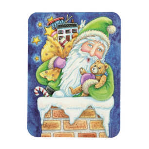 Imán Dulce Navidad, Santa Claus en la chimenea con jugu