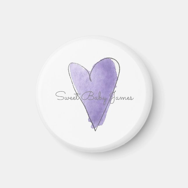 Imán Dulce nombre del bebé acuarela azul morado amor al (Frente)