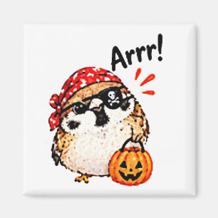 Imán Dulce Pájaro Gorrión Chibi Pirata de Halloween Div