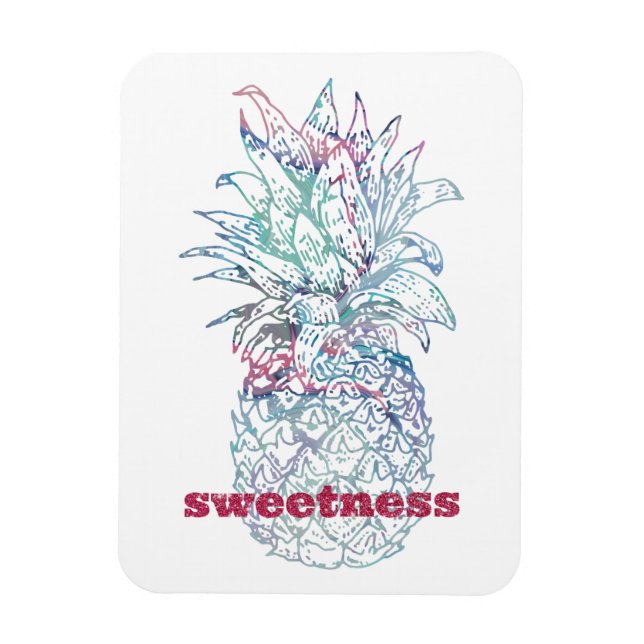Imán Dulce Pineapple rosa y azul acuarela (Vertical)