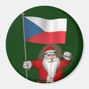 Imán Dulce Santa Claus Con Bandera De La República Chec