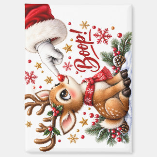 Imán Dulce Santa y Boop en la Nariz de Reno Navidad