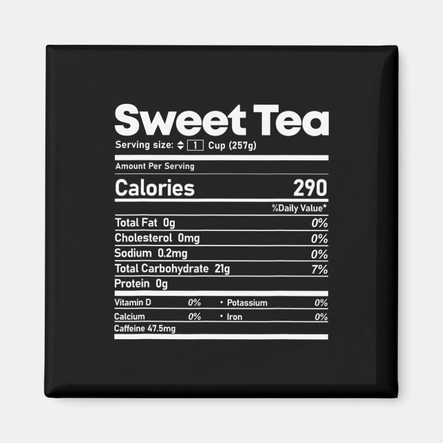 Imán Dulce Tea Nutrition Hechos Diversión Día de Acción (Frente)