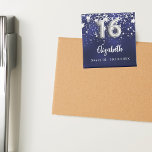 Imán Dulces 16 estrellas de plata azul marino<br><div class="desc">Un color de fondo azul marino con estrellas falsas de plata. El color azul es desigual. Añade tu nombre,  texto. Se puede usar como recordatorio de Save the Date para tus invitados,  el favor de la fiesta o como un placer.</div>