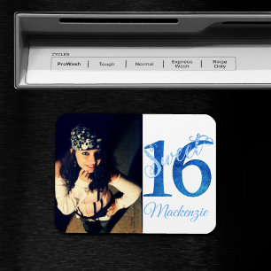 Imán Dulces 16   Glitzy Blue Glam Typography and Photo