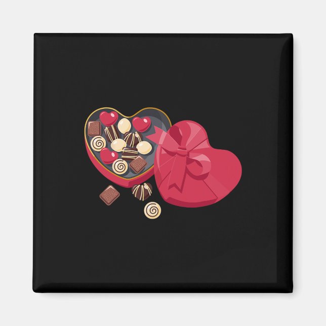 Imán Dulces Corazones de Chocolate Adorables Día de San (Frente)