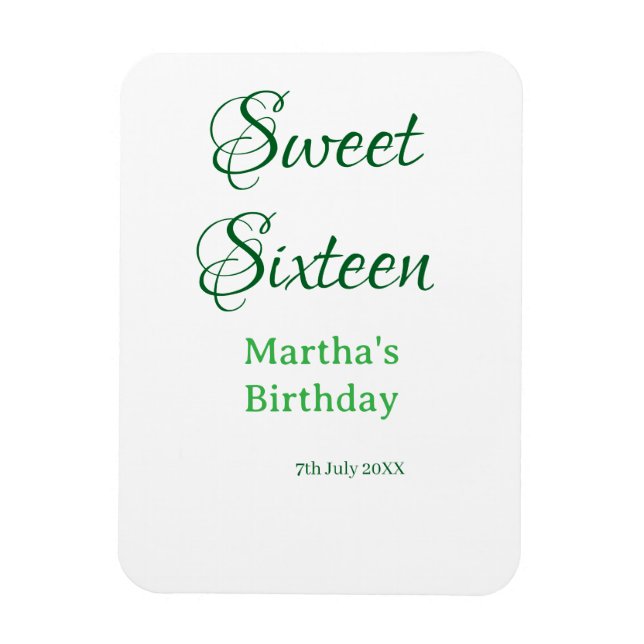 Imán Dulces dieciséis nombre fecha caligrafía boho ret (Vertical)
