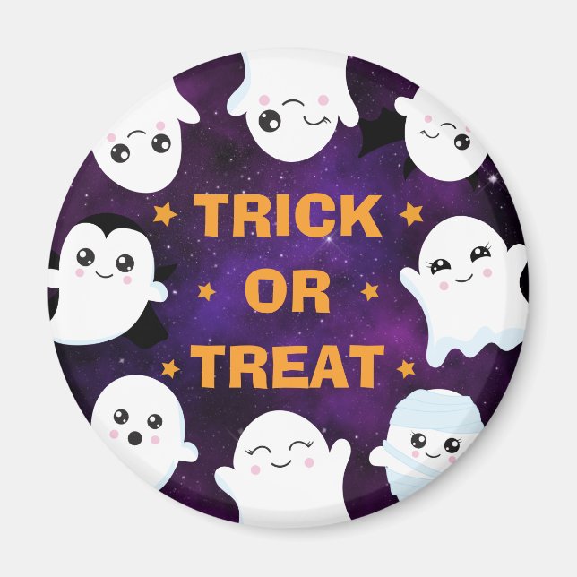 Imán Dulces fantasmas de Halloween Trick or Treat (Frente)