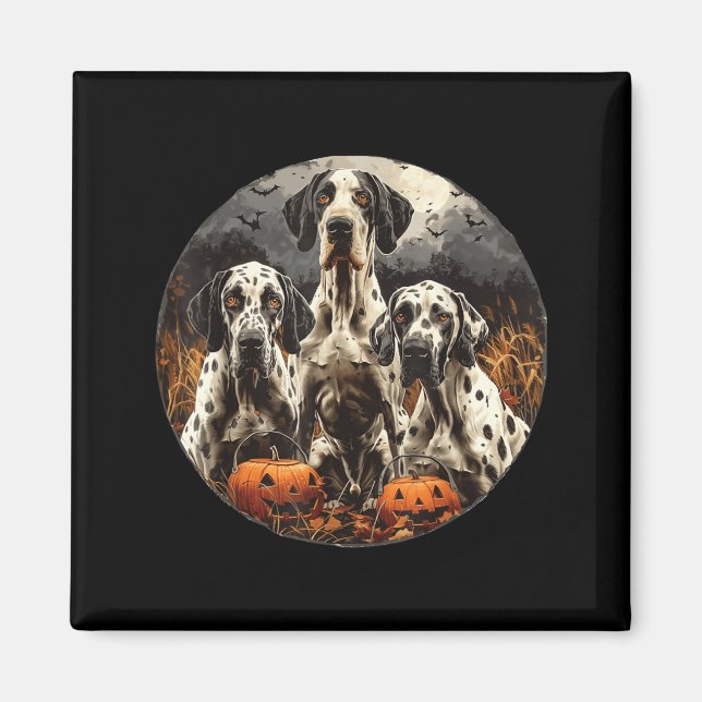 Imán Dulces perros Great Dane de Halloween Calabaza esp (Frente)
