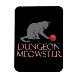 Imán Dungeon Meowster Funny RPG Cat con dados