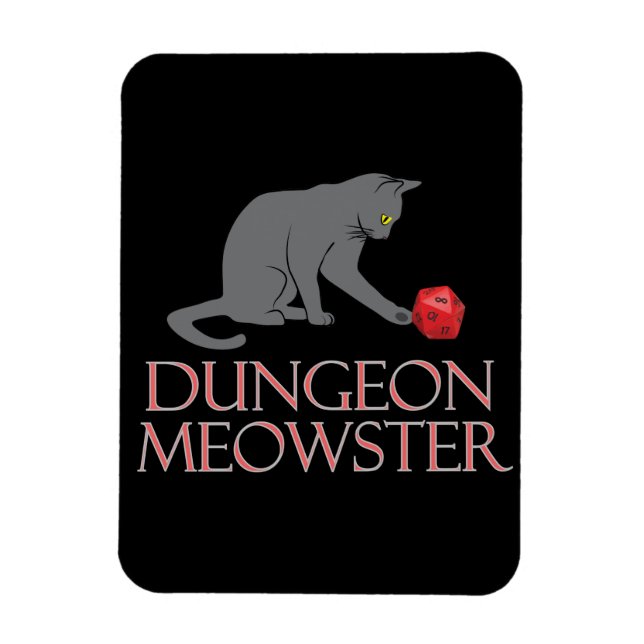 Imán Dungeon Meowster Funny RPG Cat con dados (Vertical)