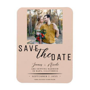Imán Durazno Foto de Aviso de Boda