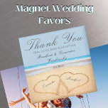 Imán Dusty Blue Boda 2 corazones en favor de la boda de<br><div class="desc">Dusty BlueBeach Boda 2 Corazones en el imán boda de arena. Los productos de bodas en la playa están disponibles en una gran variedad de productos para una boda perfecta en la playa personalizado.</div>