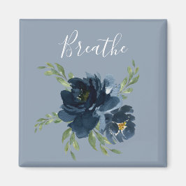 Imán Dusty Blue Breathe Script Watercolor Elegante