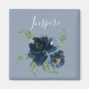 Imán Dusty Blue Inspire Script color de agua elegante
