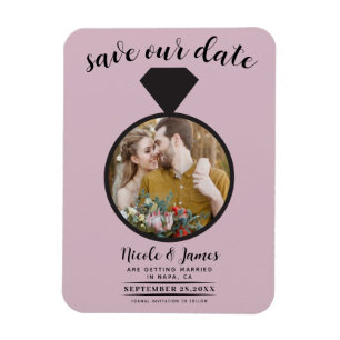 Imán Dusty Rosa Boda Rosa Ring Photo Save the Date