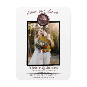 Imán Dusty Rosa de Wax Seal Photo Wedding Save the Date