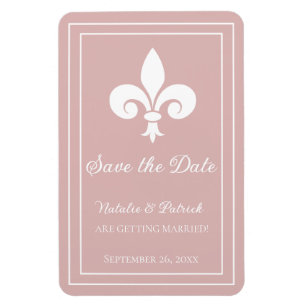 Imán Dusty Rose Fleur de Lis Save the Date Magnet