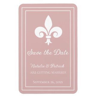 Imán Dusty Rose Fleur de Lis Save the Date Magnet