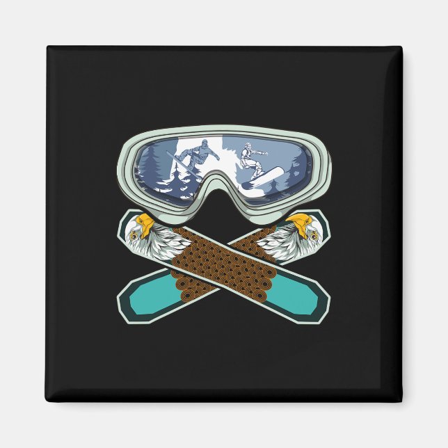 Imán Eagle Snowboarder Snowboard Goggles Retro Snowboar (Frente)