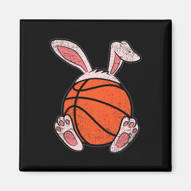 Imán Easter Basketball Lover Bunny Ears Ball Cubi Rabbi (Frente)