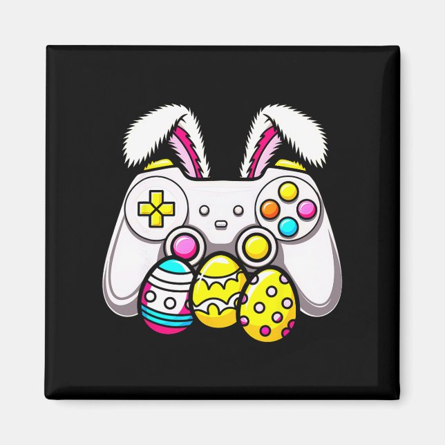 Imán Easter Bunny Gamer Gamepad Huevos Jugando Para Niñ (Frente)