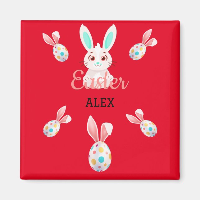 IMÁN "EASTER" BUNNY MAGNET CON HUEVOS Y NOMBRE ESPECIFI (Frente)