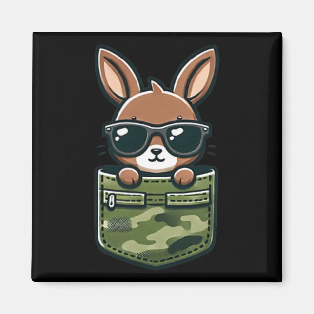 Imán Easter Bunny Rabbit Sungles Pocket Tee Niños (Frente)