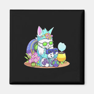 Imán Easter Cat Bunny Chicas de videojuegos divertidos