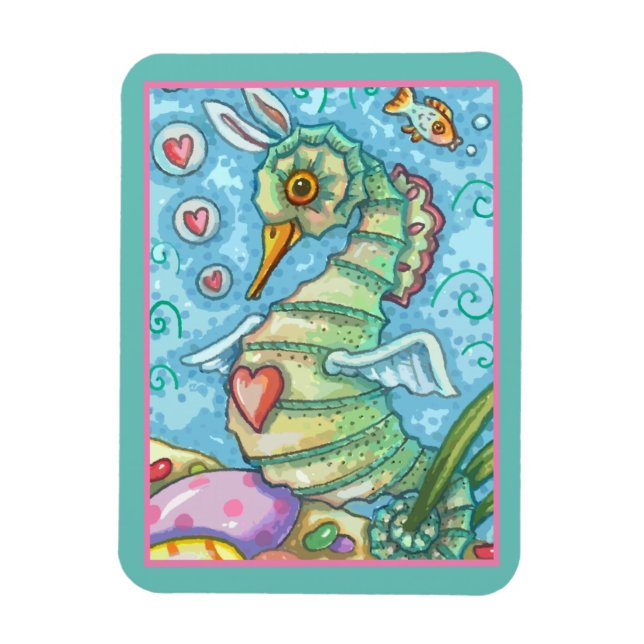 IMÁN EASTER FANTASY, SPRING SEAHORSE HOLIDAY MAGNET (Vertical)