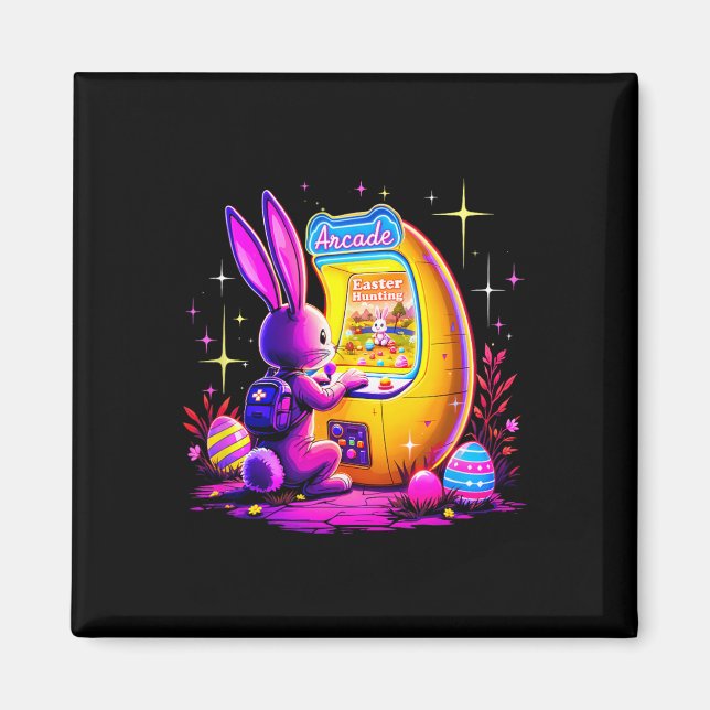 Imán Easter Hunt Arcade - Bunny Gamer Retro Estilo 80s  (Frente)