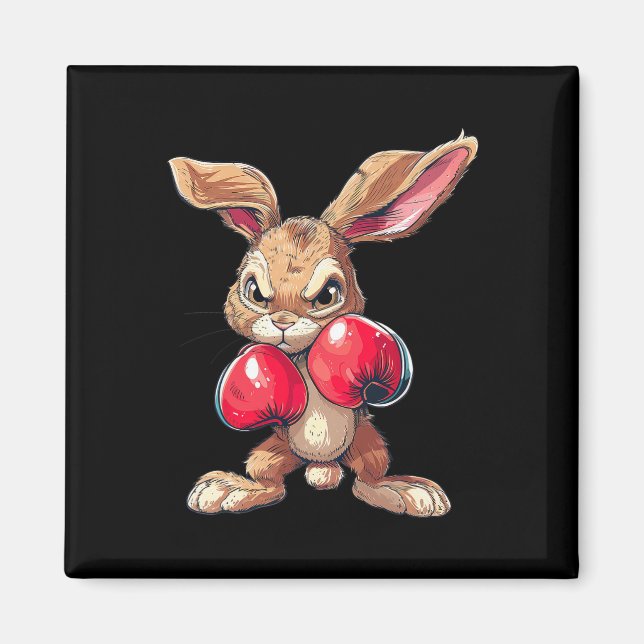 Imán Easter Rabbit Bunny Boxer Boxing Kickboxing Martia (Frente)