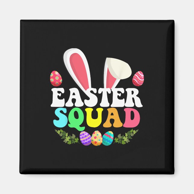 Imán Easter Squad Familiar Pareja Huevos Bunny (Frente)