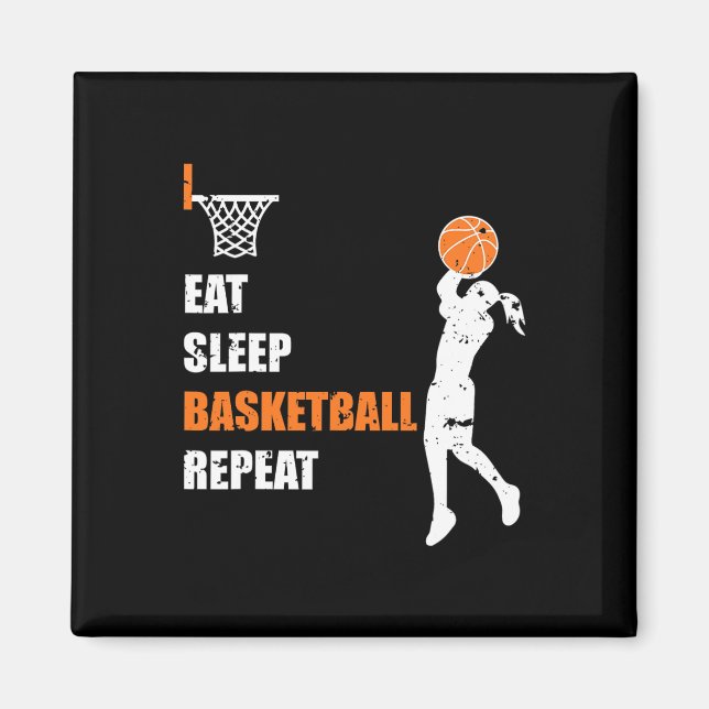 Imán Eat Sleep Basketball Repetir Chicas Baloncesto Jug (Frente)