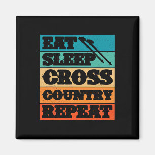 Imán Eat Sleep Cross Country Repetir deportes de invier