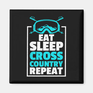 Imán Eat Sleep Cross Country Repetir deportes de invier