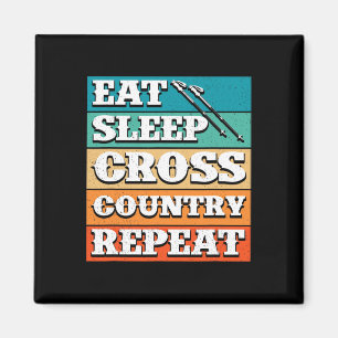 Imán Eat Sleep Cross Country Repetir deportes de invier